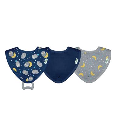 green sprouts Muslin Stay-dry Bandana Teether Bibs made from Organic Cotton (3 pack) | Soothes gums & protects from drool | Machine washable sterilizer safe Made without BPA Blue Owl Bibs