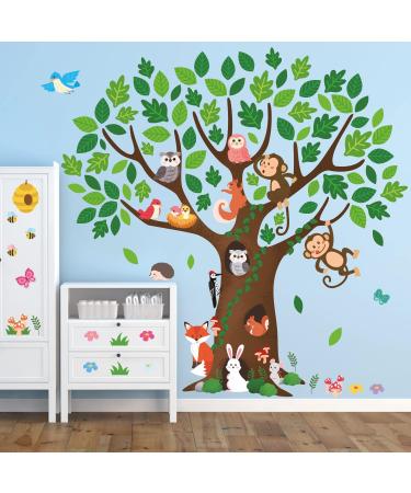 DECOWALL SG-2211 Giant Tree Kids Wall Stickers - Peel and Stick Animals for Nursery Decor - Removable Monkey Big Tree Decals for Bedroom, Living Room, Playroom - Art Murals Decorations - Buy Online on GoSupps.com