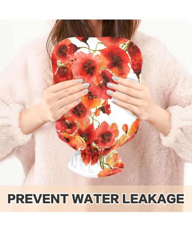 NAANLE Watercolor Poppy Seed Flowers Heat Bottle - 1L Hot Water Bottle for Back Pain Relief & Cold Therapy - Buy Online on GoSupps.com