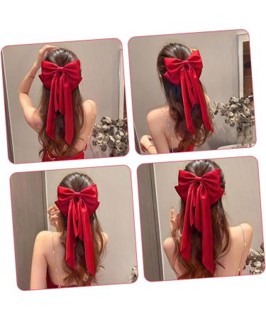 MAGICLULU Satin Ribbon Hairpin Large Hair Bows Bow Hair Clips Giant Bow Hair Dress up Bow Hair Clips Barrettes Halloween Hair Bows Hair Bow Clips Metal Big Bow Accessories Red Girl - Buy Online on GoSupps.com