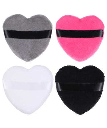 Beaupretty 4pcs Heart Shaped Dry Puff Puffs for Loose Cotton Cosmetic Puff Makeup Puffs Cushion Foundation Puff Facial Makeup Puff Heart-shaped Makeup Tools Polyester Color 2