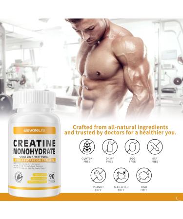 Buy Creatine Monohydrate 2500mg - 90 Capsules | Gluten Free Non-GMO Supplement | International Shipping Available - Buy Online on GoSupps.com