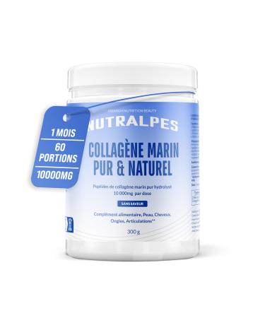 Nutralpes Marine Collagen | 10 000 mg Per dose | Pure & Natural | Skin Hair Nails Joints | 300g Powder | Unflavored.
