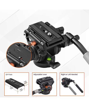 Cayer H6 Video Fluid Head Tripod with 60mm Flat Base & Pan Bar Handle - Max 13.2LB Load Capacity - Buy Online on GoSupps.com