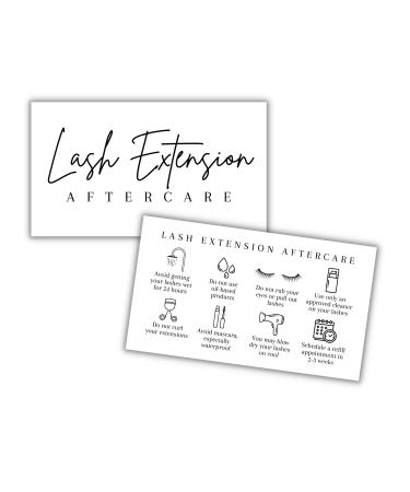 Lash Aftercare Extension Care Cards | 50 Pack | Eyelash False 2 x 3.5 inches Symbols 2-3 Week Refill Instructions Minimalist Gold foil Appearance Pink White and Black How to Care for Your Extensions