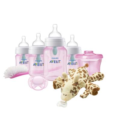 Philips AVENT Anti-Colic Baby Bottle with AirFree Vent Newborn Gift Set with Snuggle, Pink, SCD307/02 Gift Set Pink