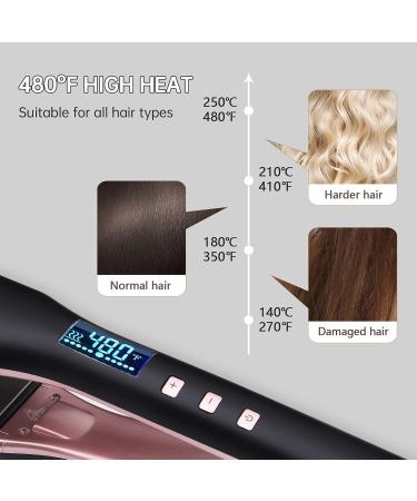 VAGARY 2 in 1 Hair Straightener & Curler - Anion Hair Care Flat Iron with Constant Temperature for All Hair Types | Perfect Gift for Women in Black/Pink - Buy Online on GoSupps.com