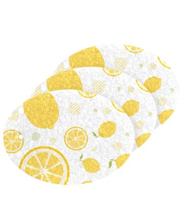 3-Pack Cleaning Kitchen Sponges Oval Whole Lemons and Slices Kitchen Cellulose Dishwashing Wood Pulp Cotton