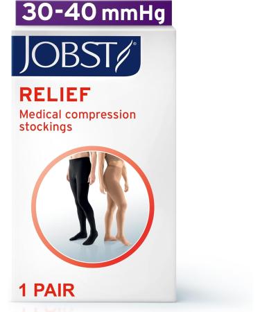 JOBST Relief Waist High Compression Stockings 30-40mmHg | Comfort Unisex Open Toe Beige Large Petite - Shop Internationally - Buy Online on GoSupps.com
