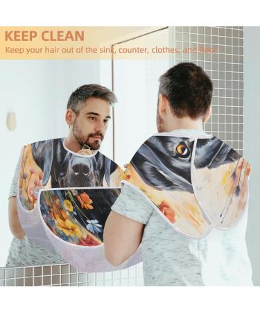 Flower Black Dog Beard Bib Apron - Ultimate Beard Hair Catcher for Men | Ideal Father's Day Gifts Anniversary & Christmas for Dad & Husband - Buy Online on GoSupps.com