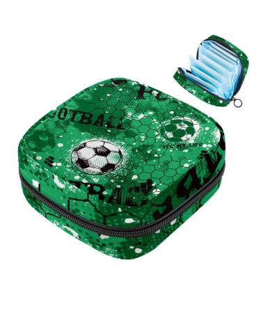 Portable women's binding-storage bags menstrual cup pocket female menstrual pads bags for teenage girls tampons for the first period football pattern green