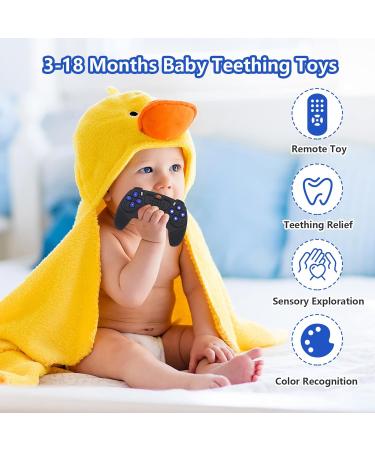Rquite 2 Pack Baby Teething Toys - Silicone Remote Control Game Controller Teether Set for Babies 3-18 Months - Toddler Sensory Toy Gift - Black - Buy Online on GoSupps.com