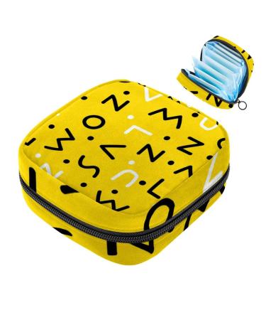 Portable women's binding-storage bags menstrual cup pocket female menstrual pads bags for teenage girls tampons for the first period alphabet yellow multicolored 02