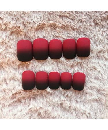 MENILITHS 24Pcs/Set Press On Nails Gradient Wine Red Frosted Bride Style Patch False Nails Acrylic Fake Nails Full Cover Nails Tips Artificial Finger Manicure Press on nails for Women and Girls - Buy Online on GoSupps.com