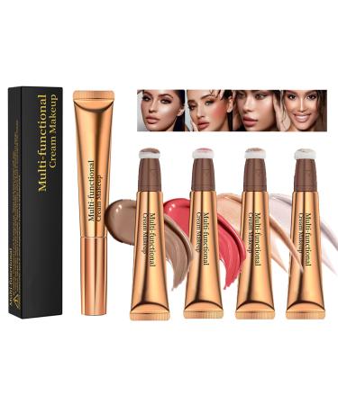 Domality 3pcs Bronzer Liquid Beauty Wand  Liquid Face Contour Highlighter Blush Stick with Cushion Applicator  Long Lasting Natural Matte/Shimmer Finish  Smooth Silky Makeup Stick for Face