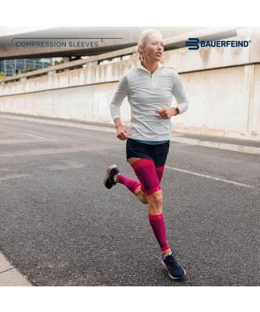 BAUERFEIND Calf Support Compression Sleeves - Extra Long Unisex Leg Warmers in Navy Blue | International Shipping Available - Buy Online on GoSupps.com