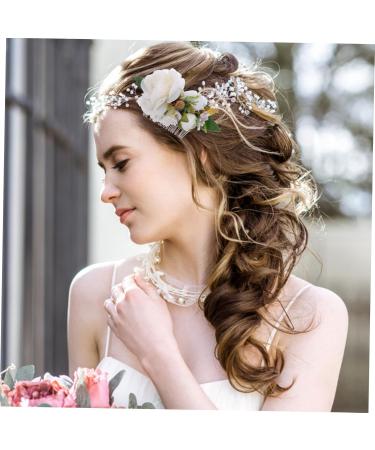 Angoily Bridal Hair Accessories Wedding Hair Clip Women Headdress Hair Ornament Bridal Headpiece Comb for Bridal Hair Decoration Bridal Hair Clip Hair Side Comb Silk Flower Hair Comb Bride - Buy Online on GoSupps.com