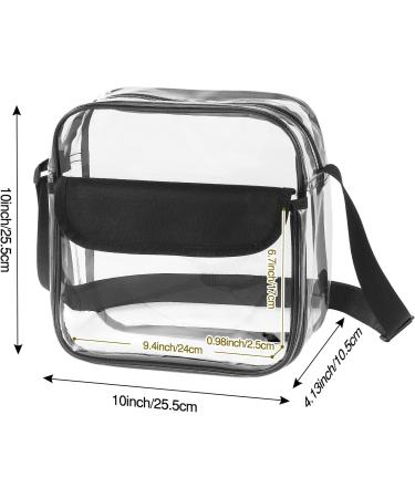 Moko Station Approved Clear Crossbody Bag | Transparent Adjustable Shoulder Bag for Sports Games & Concerts - Black 25.5x10.5x5 cm - Buy Online on GoSupps.com