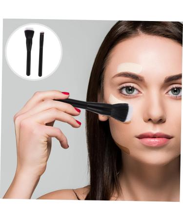 Baluue 2 Pcs Flat Blush Brush Wooden Handle Powder Blush Foundation Makeup Brushes - Buy Online on GoSupps.com