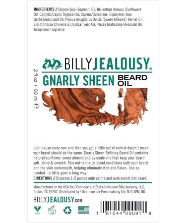 Billy Jealousy Huile Barbe Gnarly Sheen pour Homme 2 oz 56.7 g - Buy Online on GoSupps.com