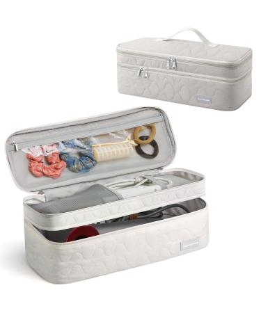 Veki Double-Layer Travel Case Compatible with Dyson Airwrap/for Shark FlexStyle Air Styling & Drying/Curling Iron/ Hair Dryer Carrying Bag Storage Organizer Bag for Shark Flexstyle Attach (OFF-White)
