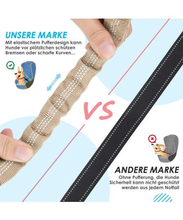 Slowton 2-in-1 Dog Car Seat Belt - Durable Elastic Adjustable & Reflective for Medium Dogs - Hogling-Free Beige Safety Belt - Buy Online on GoSupps.com