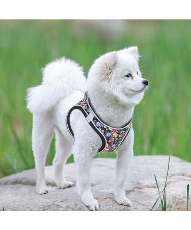 Buy Heele Dog Harness - Adjustable Reflective Soft Mesh for Small & Medium Dogs - Comfortable & Breathable - Perfect Fit in Flower Black 2XS - Buy Online on GoSupps.com