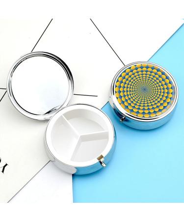 Portable 3 Compartment Pill Box - Travel Medicine Organizer in Yellow Circle Pattern | Small Pill Case for Purse & Pocket - Buy Online on GoSupps.com