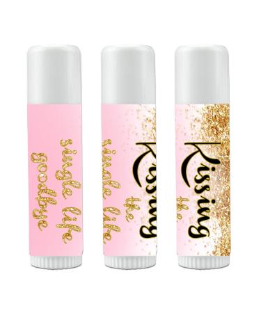 12 Bridal Shower Lip Balms - Bachelorette Party Favors - Kissing the Single Life Goodbye - Gold Glitter Bridal Shower