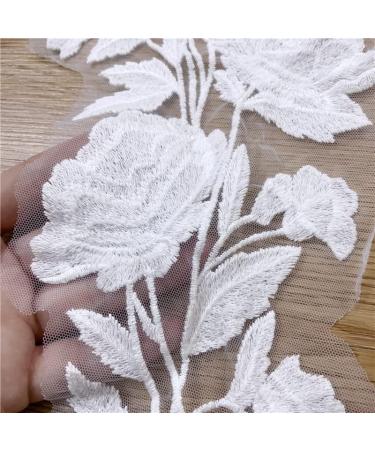 2 Pack Flower Lace Applique Patches for DIY Wedding Dress - White Embroidered Collar Material - Lace Fabric - Buy Online on GoSupps.com