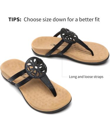 Orthotic Arch Support Flip Flops for Women - Black, Size 6.5 - Athlefit Comfortable Orthopedic Sandals - Buy Online on GoSupps.com