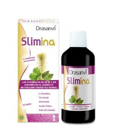 Drasanvi DRASANVI Slimina | Fortified plant extracts with L-carnitine fiber and vitamins | Horsetail + artichoke + green tea | Helps eliminate fluids and supports a healthy metabolism | 500 ml