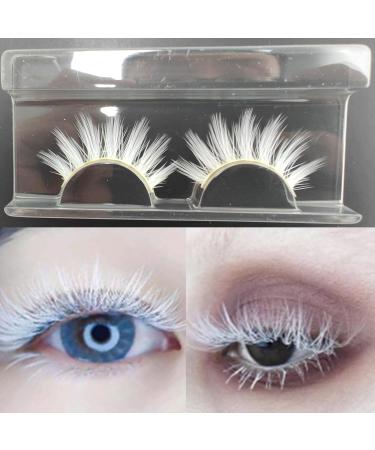 White Eyelashes for Halloween | False Eye Lashes Extensions | Anime Cosplay & Masquerade Party | Natural Look (1 Pair - Buy Online on GoSupps.com