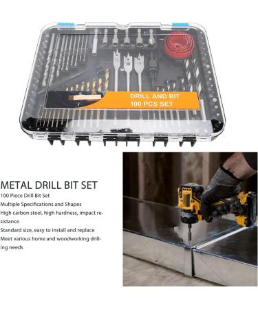 100 Piece Drill Bit Set - Multifunctional Twist Screwdriver Bits Cup Saw Hole Opener Holder Kit with Storage Box for Home Woodworking Use - Buy Online on GoSupps.com