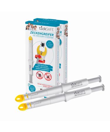 Ticksafe 2 pieces of tick gripper with rotating gripper head for use on humans |The better alternative to the tick pliers - no squeezing pulling or pressing - just turn out gently 2 pieces white (human)