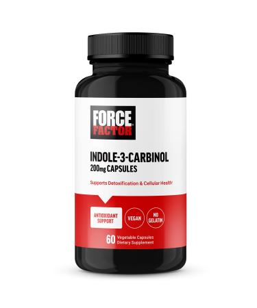 FORCE FACTOR Indole 3 Carbinol 200mg Detox and Antioxidant Supplement Detox for Men and Women with Antioxidants Clinically Studied Dose Vegan No Gelatin 60 Capsules