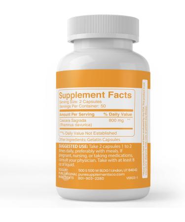 Cascara Sagrada Extract Capsules - Pure Original Ingredients, No Fillers - 100 Count - Buy Online on GoSupps.com
