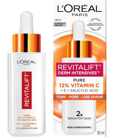 L Or al Paris Glycolic Acid Face Serum Revitalift Triple Power LZR & 12% Pure Vitamin C Face Serum + Vitamin E + Salicylic Acid - Buy Online on GoSupps.com