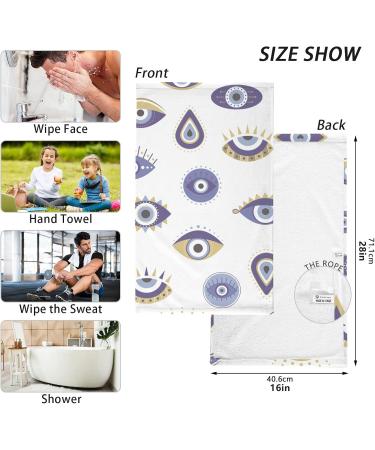 ZENWAWA Evil Eye Print Hand Towels - 2 Pack 16x28 inch, Cotton Bath Towels for Face, Hands, Body - Thin, Lightweight, Quickdry - Bathroom, Kitchen, Travel, Gym - Buy Online on GoSupps.com