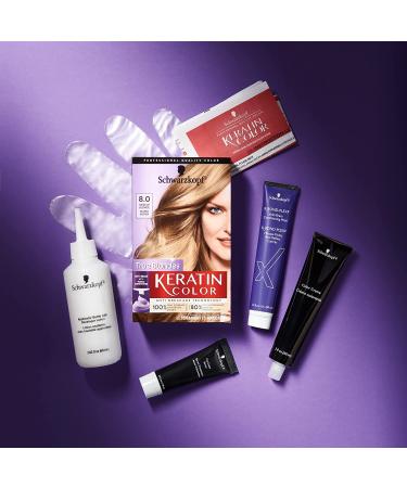 Schwarzkopf Keratin Color 8.0 Medium Blonde Hair Color Cream - Permanent Formula - Buy Online on GoSupps.com