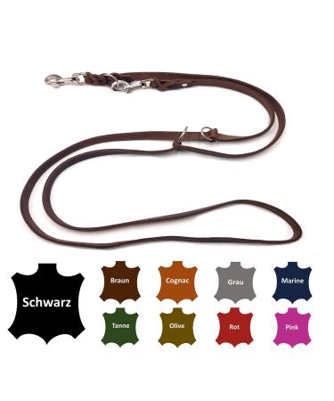 Dog liner Small dogs / large dogs 2m / 2.40m / 2.80m / 3.50m / 5m Double linen adjustable (5m x 15mm dark brown) 5m x 15mm dark brown