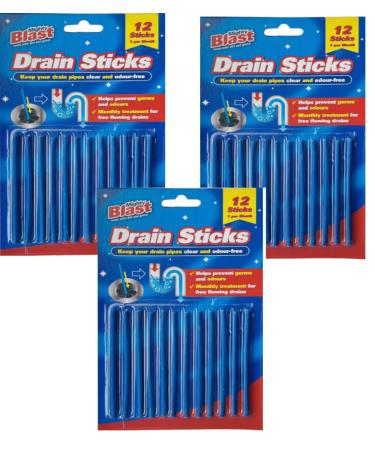 12 Drain Cleaner Sticks Easy Flow DrainSticks Unblocker Sink Deodorizer Sticks Keeps Drains Pipes Clear for Bathroom Kitchen (3)