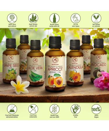 Pure Cold-Pressed Apricot Kernel Oil 50ml - Organic Prunus Armeniaca from Italy | Best Carrier Oil for Skin & Hair Care - Moisturizes Dry Hair & Repairs Split Ends - Buy Online on GoSupps.com