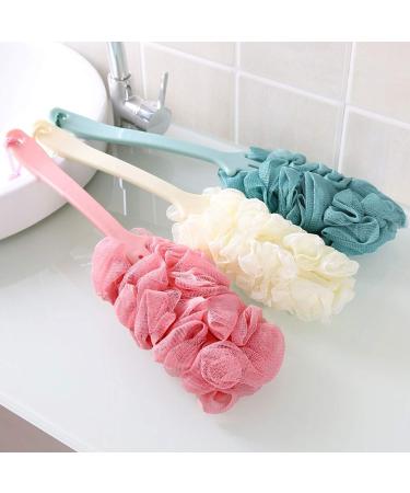 3 Pack Long Handled Shower Body Brush Set with Exfoliating Luffa Bath Sponge - Green - Buy Online on GoSupps.com