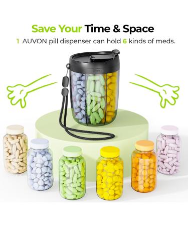 AUVON Monthly Pill Dispenser with Anti-Mixing Design and 20 Sticky Labels - Buy Online on GoSupps.com