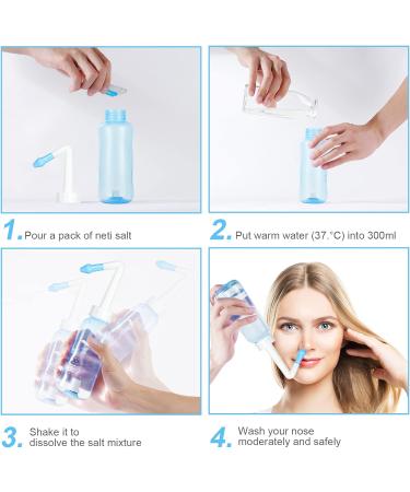 URAQT Neti Pot 2 PCS Nasal Rinse Kit - 300ml Sinus Rinse Bottle for Adult and Kid - BPA Free - Buy Online on GoSupps.com