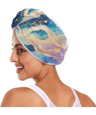 Starry Sky Planets Hair Towel 2 Pack | Super Absorbent & Quick Dry Hair Turbans for Women & Girls - Buy Online on GoSupps.com