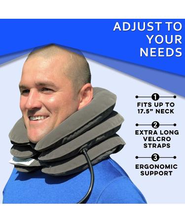 Cervical Neck Traction Device by EverRelief - Inflatable Collar for Instant Neck & Shoulder Decompression - FDA Registered Support Brace for Neck Pain Relief - Buy Online on GoSupps.com