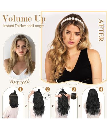 Buy Sofeiyan Invisible Wire Hair Extensions - 50cm Soft Lace Long Curly Brunette & Ash Blonde | Best Synthetic Hair Pieces for Women - Buy Online on GoSupps.com