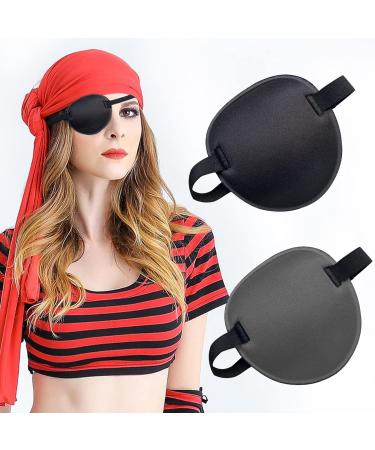 2PCS Eye Patch Adjustable Eye Patches Medical Eye Patch Amblyopia Lazy Eye Patches for Left or Right Eyes Black & Grey
